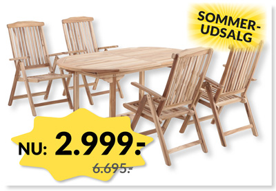 GRANADA TEAK HAVEMØBELSÆT - SOMMERUDSALG